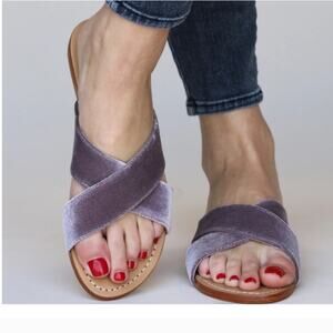 Anthropologie Mystique Velvet Slides Lilac Sandals 10 NEW